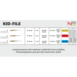 Кид файл 16 мм Ассорти .03 №20-30 (3 шт/уп) Geosoft Endoline (Niti) (KID-FILE Assorti)