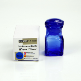 Емкость стеклянная квадратная, цв. Голубой (10 мл) с крышкой (1шт) DiaDent (Medicament Bottles (Round)