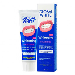 Зубная паста GLOBAL WHITE Whitening MAX SHINE Отбеливающая (100 мл) RDA 130