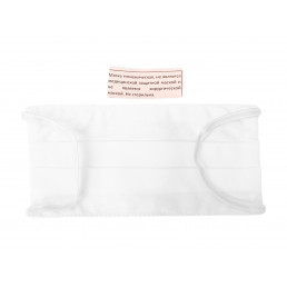 Маска на резинке из ткани (бязь 2 слоя), многоразовая, общего пользования, Белая (1шт)