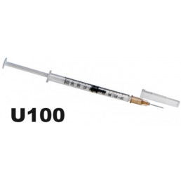 Шприц инсулиновый U-100 (100шт) 1 мл с иглой 0,45*12 мм (26G*1/2)
