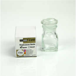 Емкость стеклянная квадратная, цв. Прозрачный (10 мл) с крышкой (1шт) DiaDent (Medicament Bottles (Round)