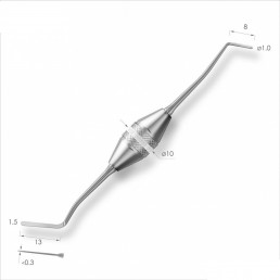1382F Удлиненная узкая гладилка SLIM c цилиндрическим штопфером Ø1.0/0,3 мм.Толстая ручка Ø10mm, Fabri