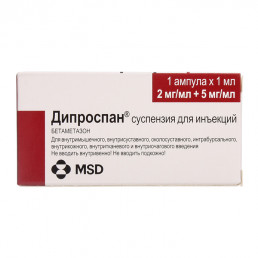 Дипроспан суспензия (2 мг+5 мг/мл) (1мл ампула) (1 шт) Шеринг-Плау Лабо Н.В.