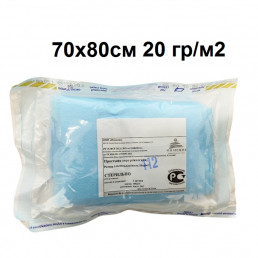 Простыня операционная стерильная 80 см Х 70 см, Голубая, плотн 20 г/кв.м. (1шт) Инмедиз
