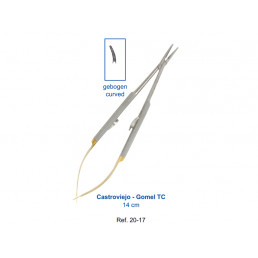 20-17 Иглодержатель микрохирургический изогнутый Castroviejo-Gomel TC,140 мм, карбид-вольфрамовые вставки