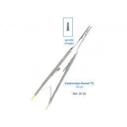 20-30 Иглодержатель микрохирургический прямой Castroviejo-Gomel TC, 160 мм, карбид-вольфрамовые вставки