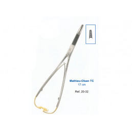 20-32 Иглодержатель хирургический прямой Mathieu-Olsen TC, 170 мм, карбид-вольфрамовые вставки