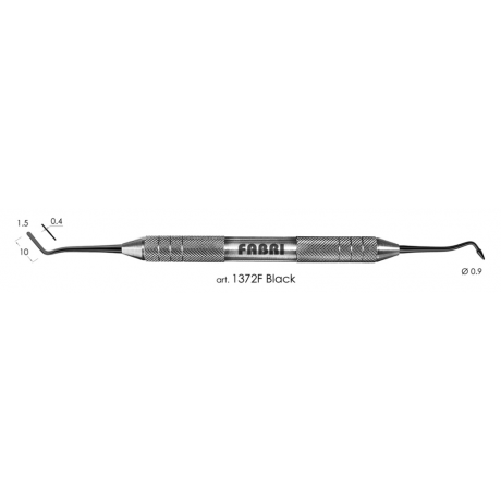 1372F Black Узкая гладилка с конусовидным штопфером с покрытием Ø 0,9/0,4 мм.Толстая ручка Ø10mm, Fabri
