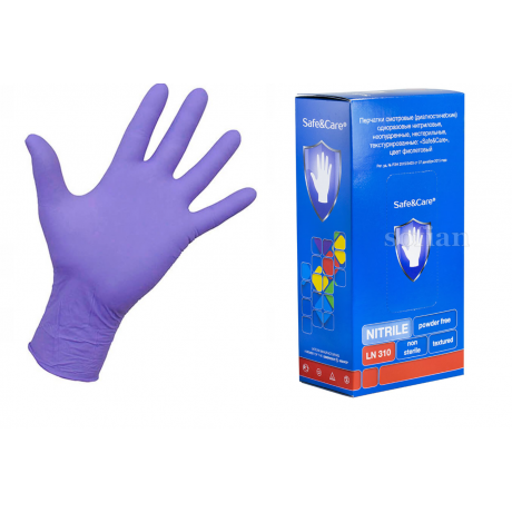 Перчатки нитрил, 200шт, Фиолетовые Safe&Care L(8-9) LN303