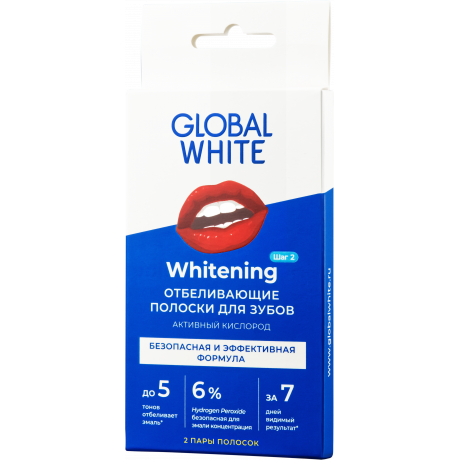 Полоски для отбеливания зубов 6% (2 саше) GLOBAL WHITE