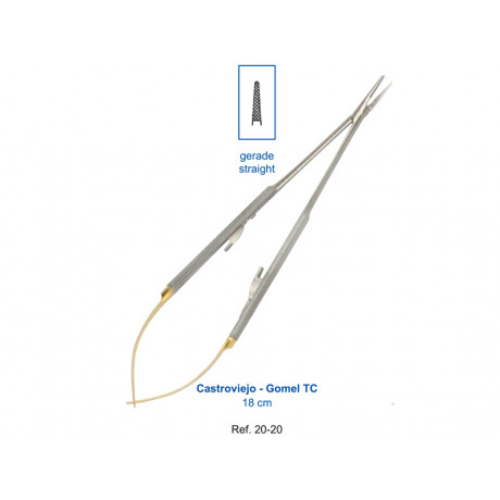 20-20 Иглодержатель микрохирургический прямой Castroviejo-Gomel TC,18,0 см, карбид-вольфрамовые вставки